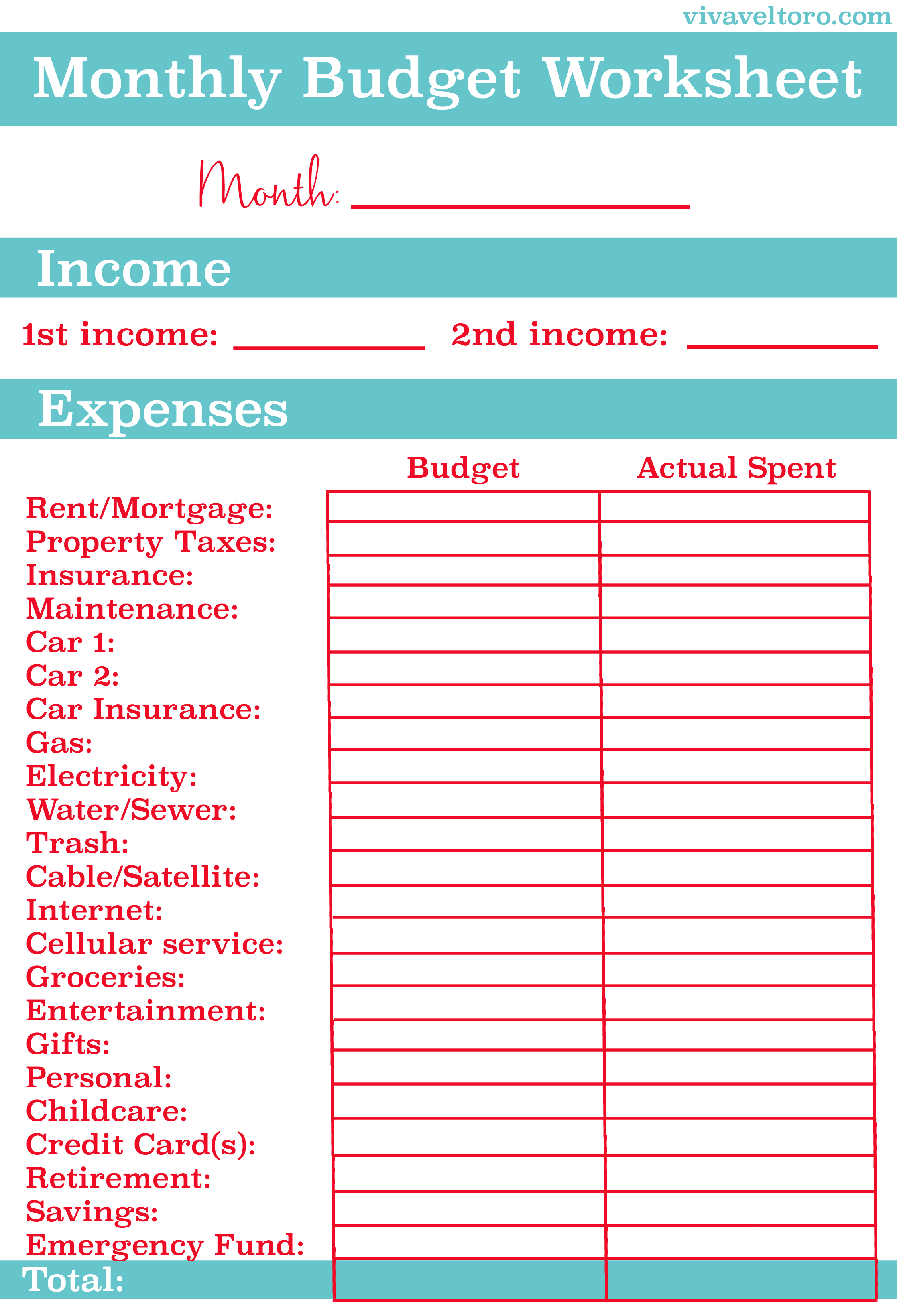 Take Control Of Your Personal Finances With This Free Printable For - Household Budget Template Free Printable