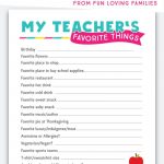 Teacher Favorite Things: Printable Questionnaire For Teacher Gifts   Free Printable Survey Generator