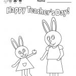 Teacher's Day Coloring Worksheet   Free Kindergarten Holiday   Free Printable Teacher's Day Greeting Cards
