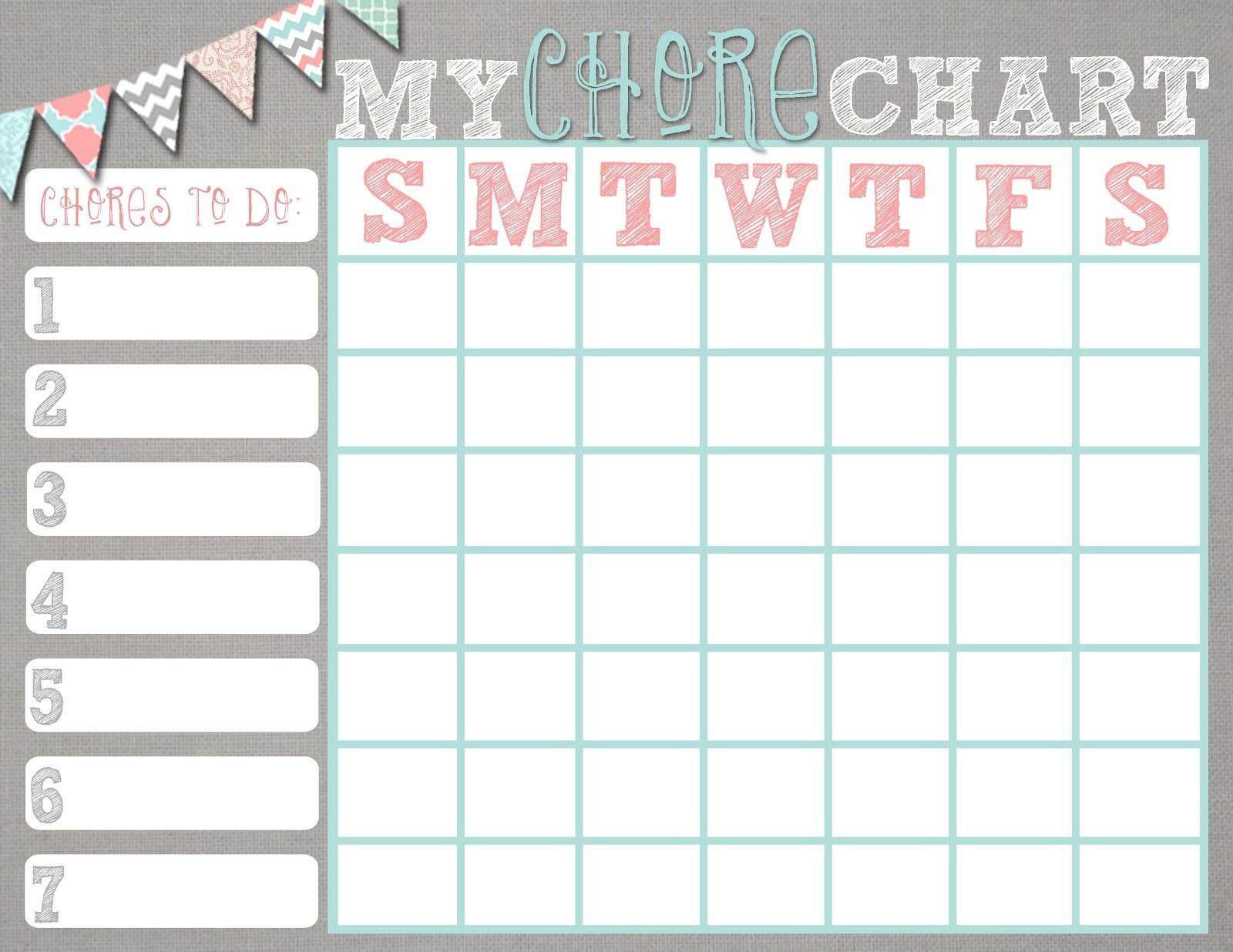 Chore Chart Teenages Free Printable