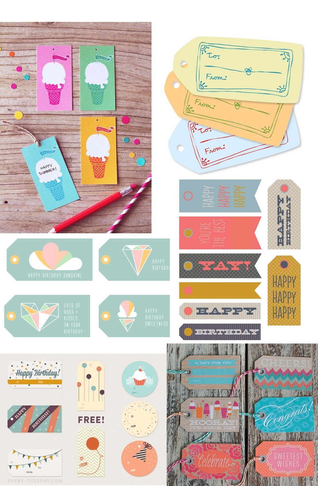 Tell: Free Printable Birthday Tags - Tell Love And Party - Free Printable Birthday Tags