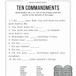 Ten Commandments Worksheet For Kids | Worksheets For Psr | Bible   Free Printable Children's Bible Lessons