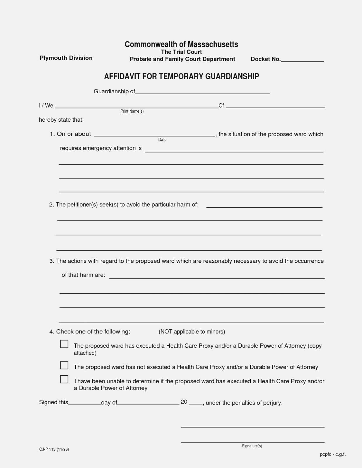 michigan guardianship papers