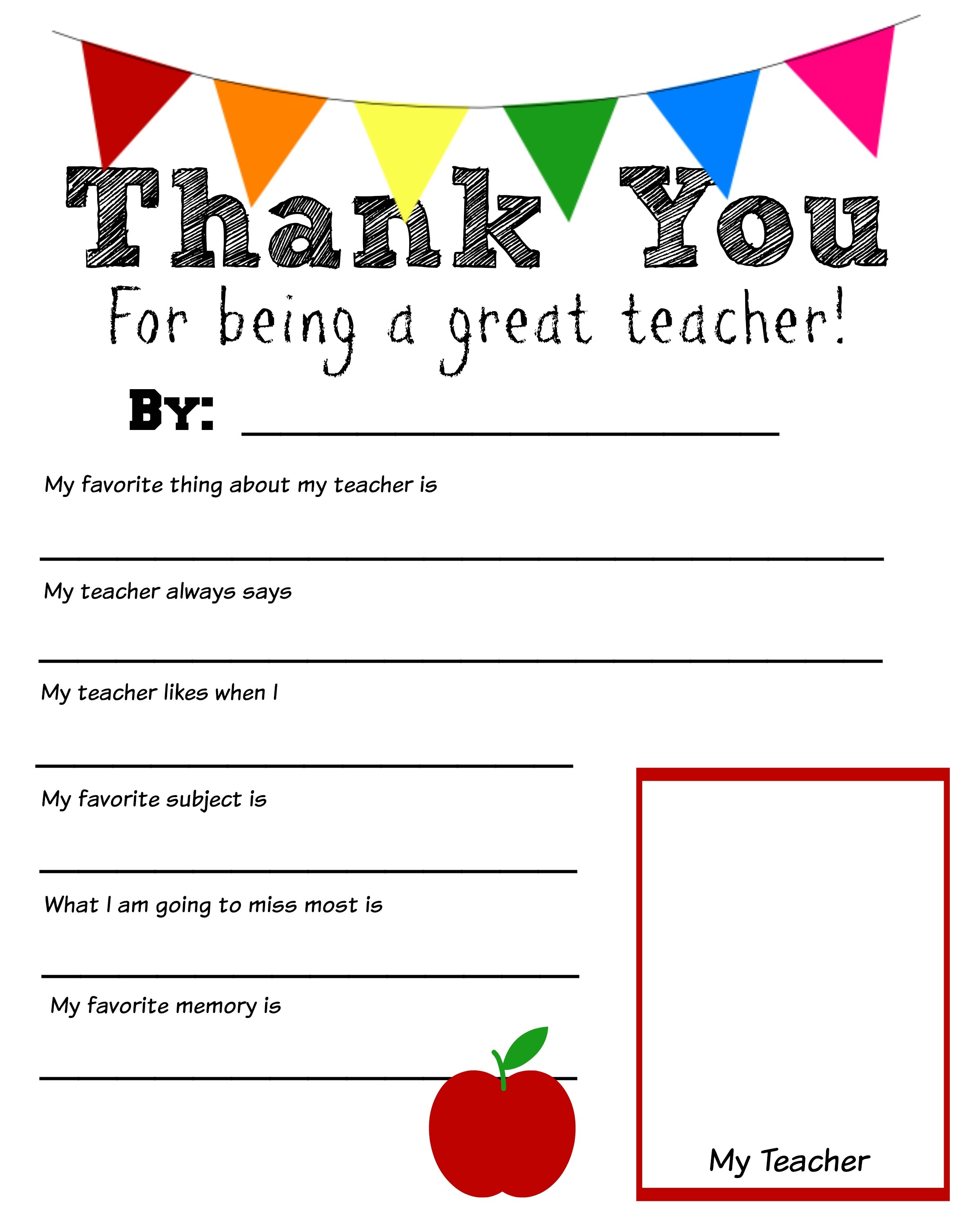 teacher appreciation week assignment