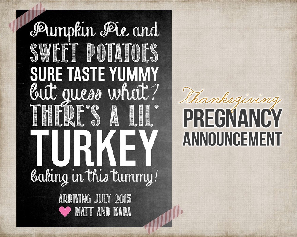 Thanksgiving Pregnancy Announcement Printable Card Sign | Etsy - Free Printable Pregnancy Announcement Cards