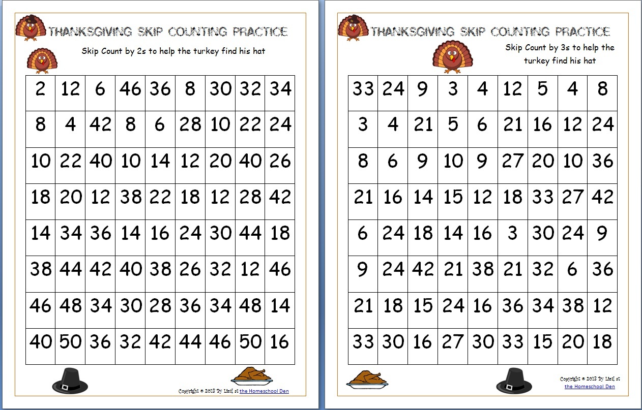 Thanksgiving Skip Counting Mazes 2S, 3S, 5S (Free) - Homeschool Den - Free Printable Thanksgiving Worksheets For Middle School