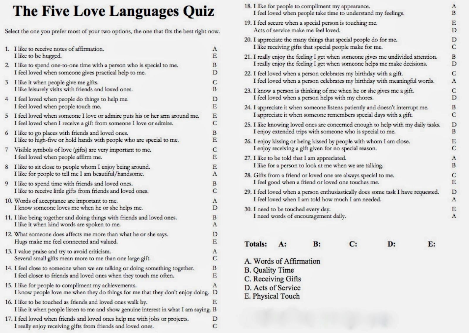 5 Languages Of Love Quiz Printable   The 5 Love Languages Quiz Me 5 Love Languages Love Language Free Printable Love Language Quiz 