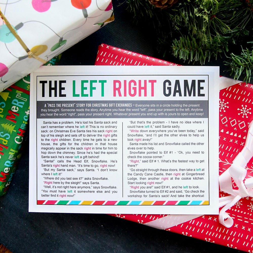 The Christmas Left Right Game (W/printable Story) - It&amp;#039;s Always Autumn - Free Printable Women&amp;#039;s Party Games