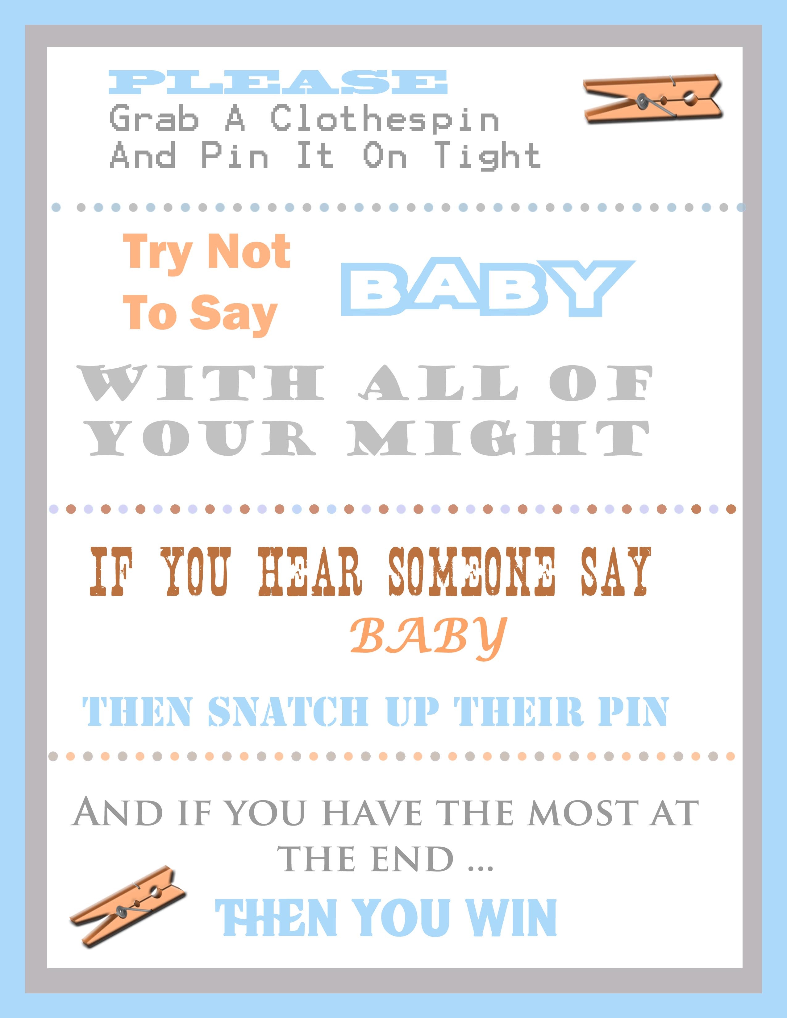 The Clothespin Baby Shower Game - Free Printable Templates For Baby Shower Games