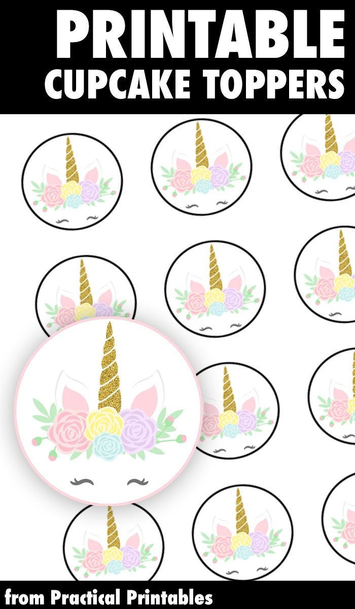 The Cutest Unicorn Cupcake Toppers For Any Unicorn Themed Party - Free Printable Unicorn Cupcake Toppers