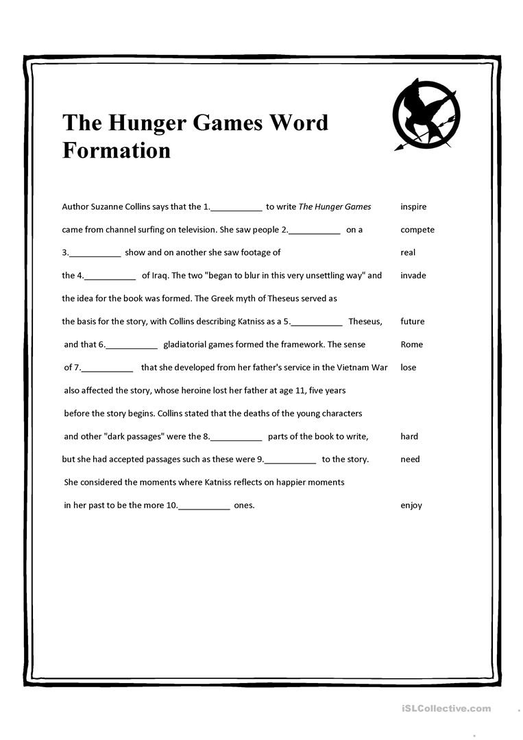 Hunger Games Free Printable Worksheets Free Printable