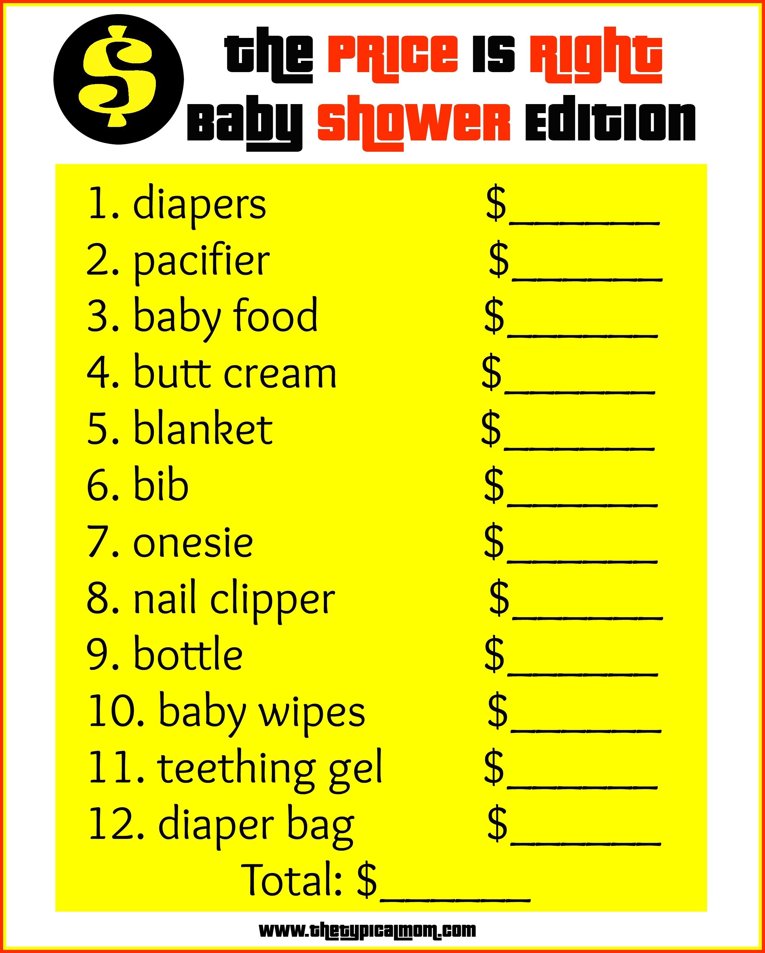 The Price Is Right Baby Shower Game Is So Fun And Cheap To Do - What&amp;#039;s In The Diaper Bag Game Free Printable