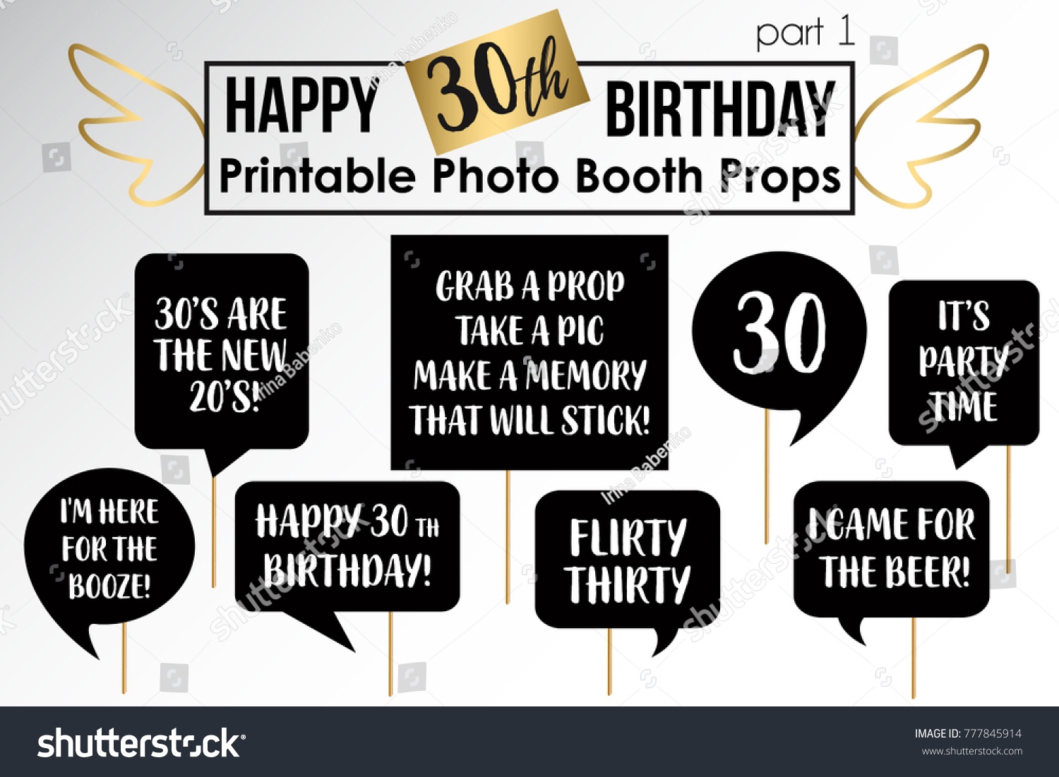 Thirtieth Birthday Party Printable Photo Booth Stock Vector (Royalty - Free Printable 30Th Birthday Photo Booth Props