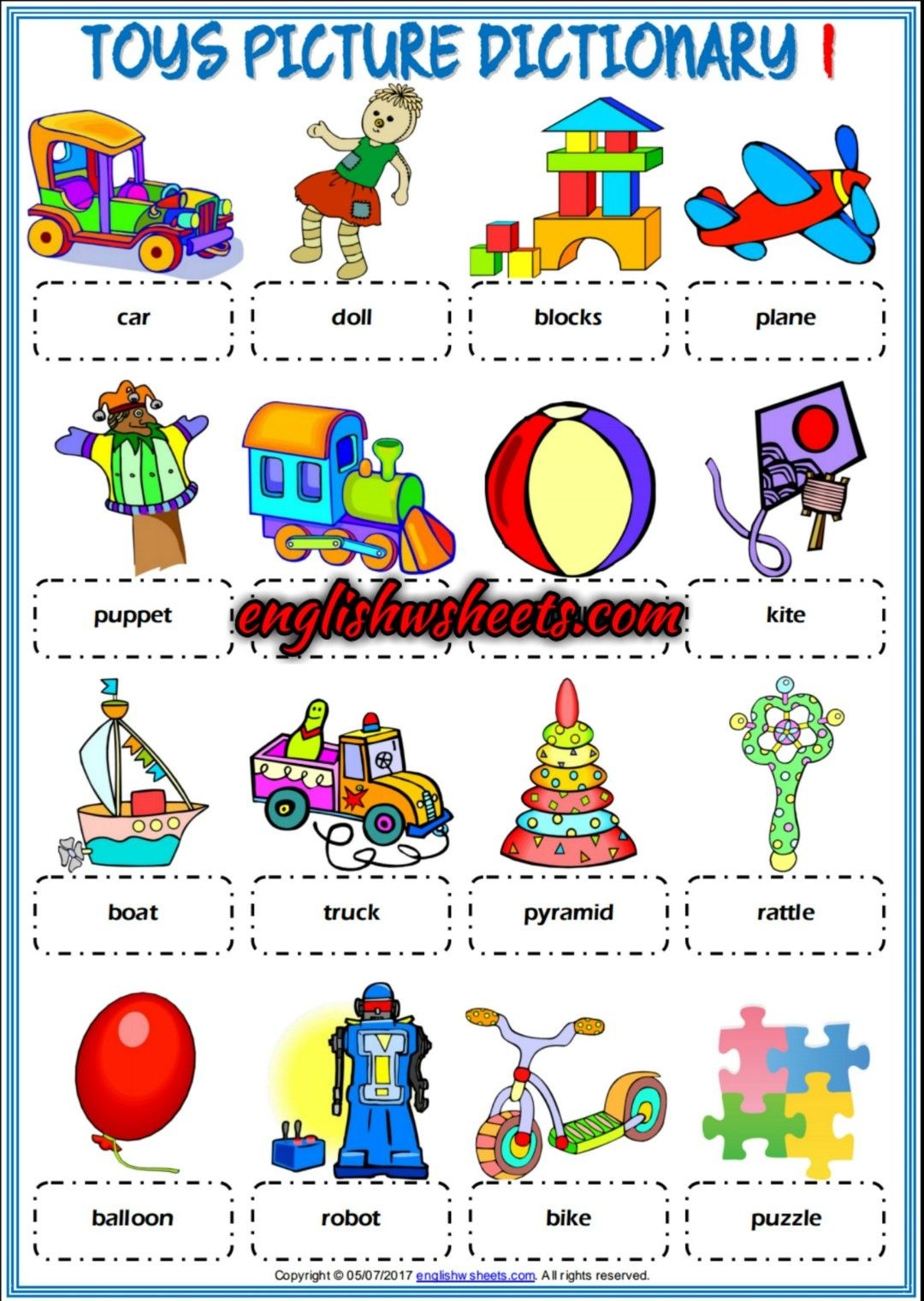 Toys Esl Printable Picture Dictionaries For Kids #toys #esl - Free Printable Picture Dictionary For Kids