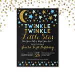 Twinkle Twinkle Little Star First Birthday Invitation, Blue And Gold   Free Printable Twinkle Twinkle Little Star Baby Shower Invitations