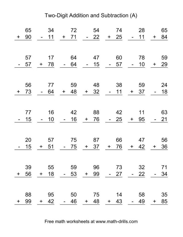 Free Printable Double Digit Addition And Subtraction Worksheets