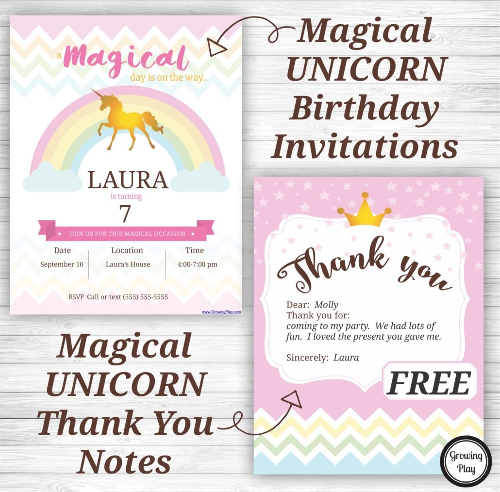 Unicorn Birthday Party Invitations And Thank You Notes - Free - Free Printable Unicorn Invitations
