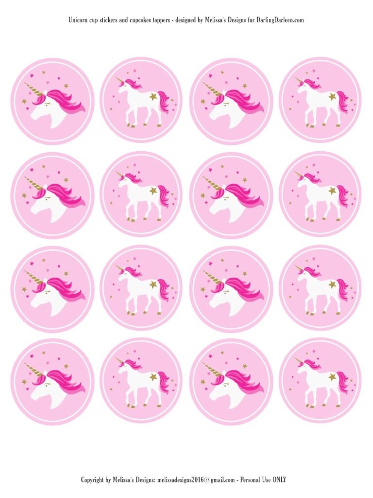 Unicorn Stickers &amp;amp; Cupcake Toppers | Party: Unicorn | Unicorn Cups - Free Printable Unicorn Cupcake Toppers