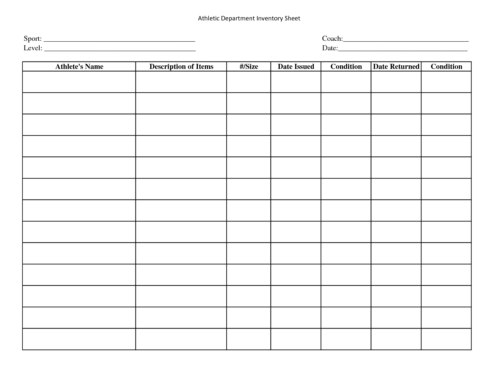 Uniform Log Sheet | Uniform Inventory Sheet - Franklin High School - Free Printable Sign In And Out Sheets