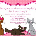 Unique Of Kitten Birthday Party Invitations Cat Invitation Girl   Free Printable Kitten Birthday Invitations