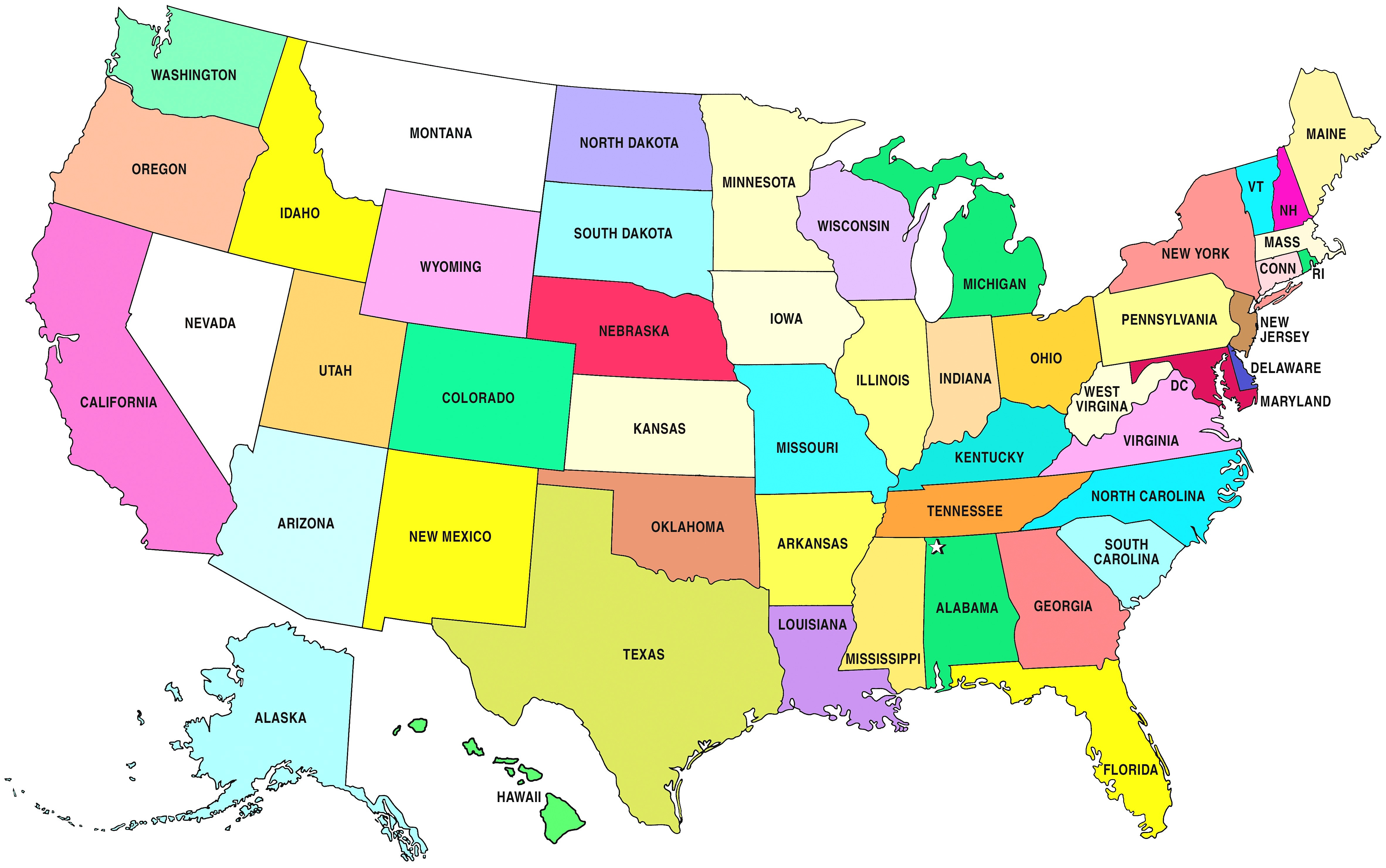 Free Printable Us Map With States Labeled