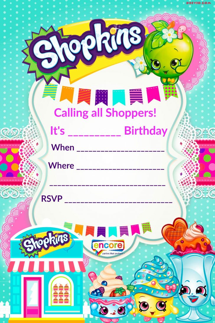 Free Printable Shopkins Birthday Invitations