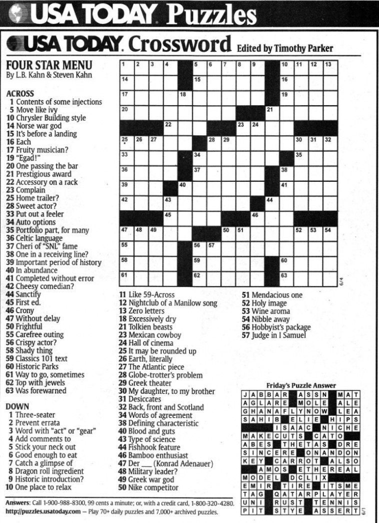 daily crossword usatoday