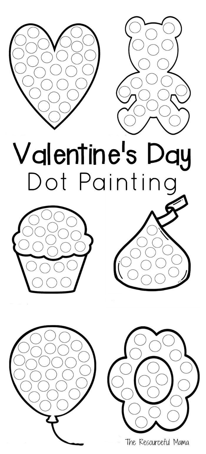 Valentine&amp;#039;s Day Dot Painting | The Resourceful Mama | Valentines Day - Do A Dot Art Pages Free Printable