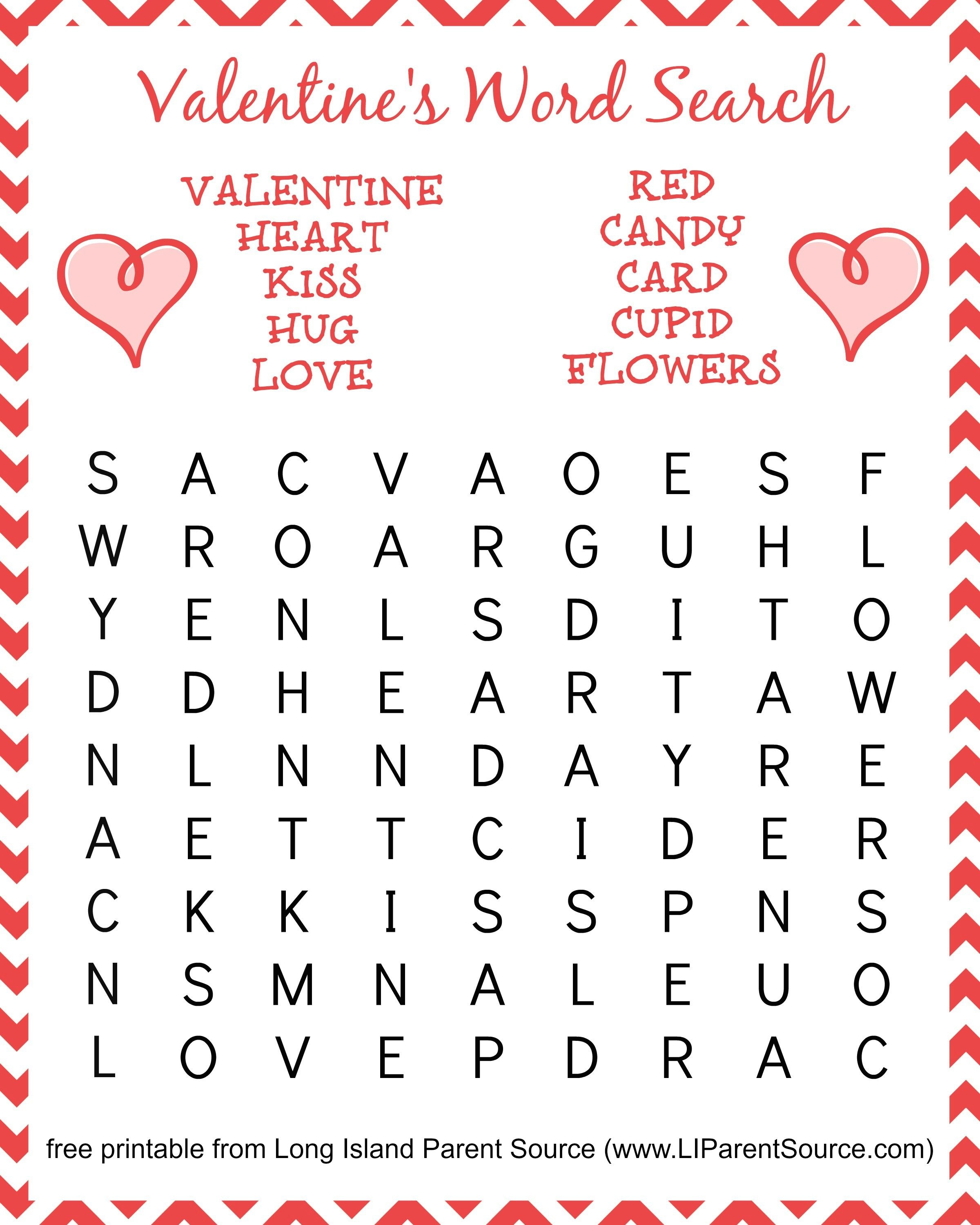 Valentine's Day Free Printable Word Search Crafts For Kids - Free Prin...