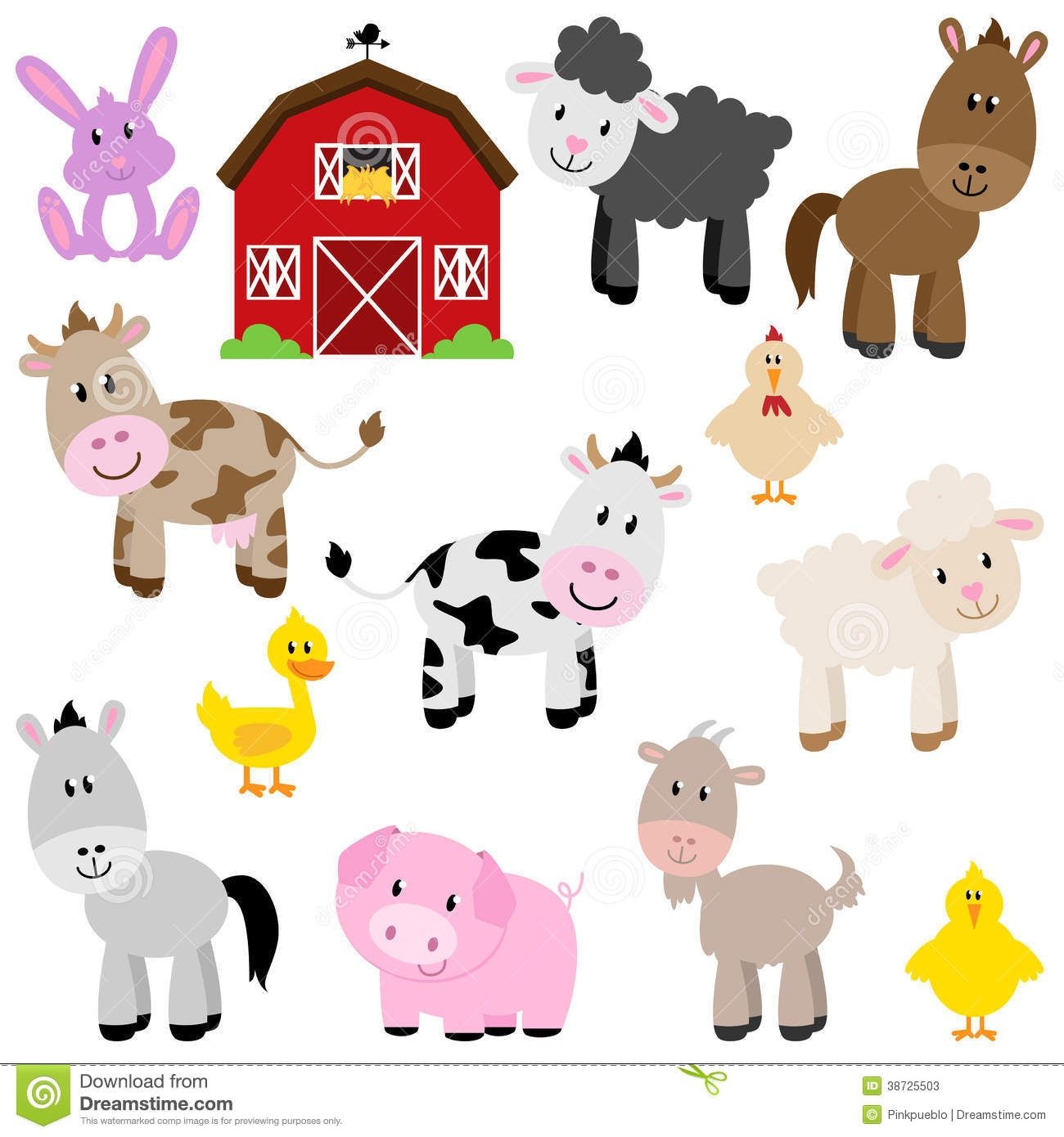 Vector Collection Of Cute Cartoon Farm Animals - Download From Over - Free Printable Farm Animal Clipart