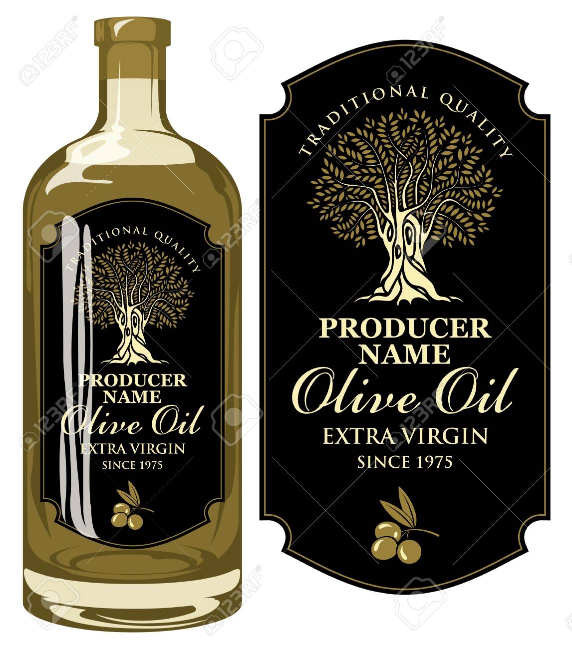 Vector Label For Extra Virgin Olive Oil With Handwritten Free