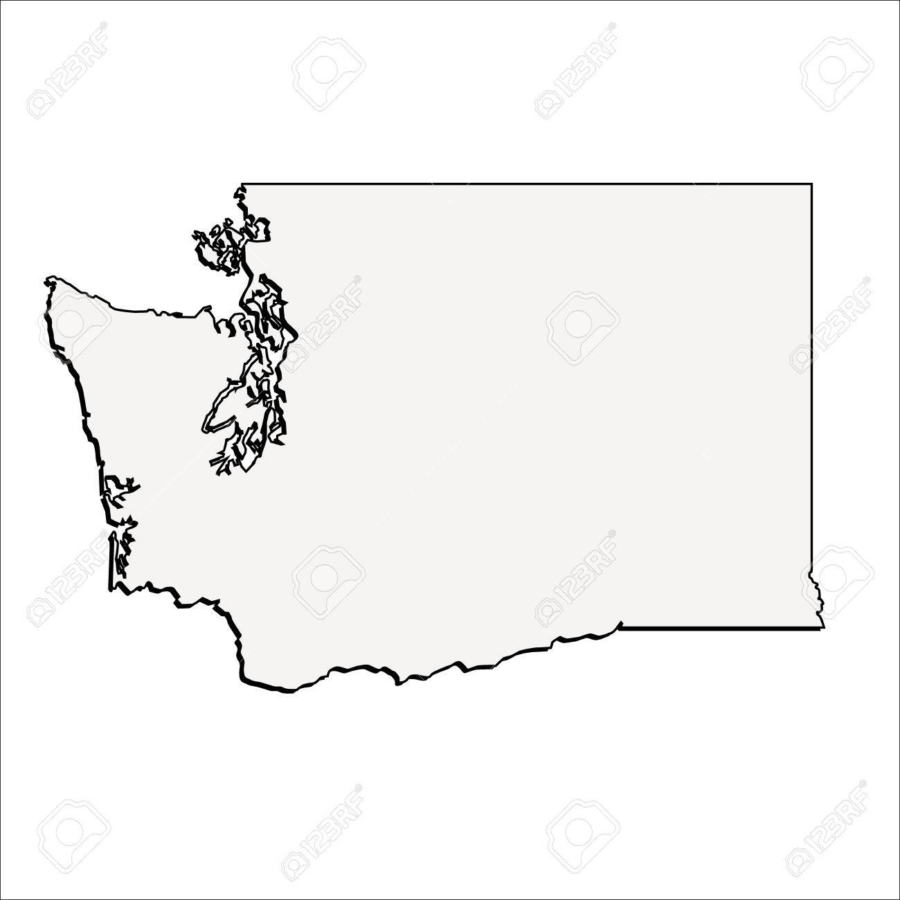Vector Washington State 3D Outline Map Royalty Free Cliparts - Free Printable Map Of Washington State
