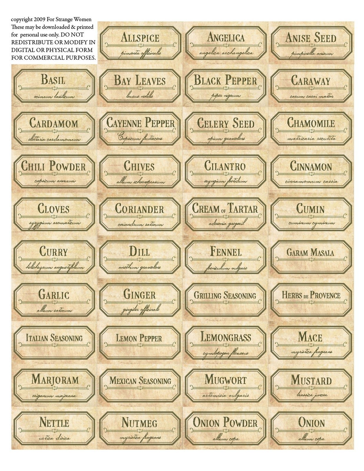 Printable Herb Labels