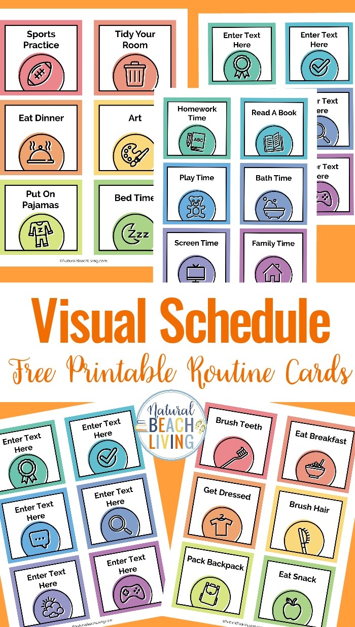 Visual Schedule - Free Printable Routine Cards - Natural Beach Living - Free Printable Picture Cards