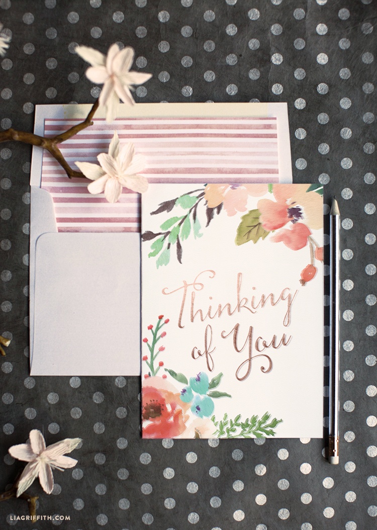 Watercolor Flower Thinking Of You Card - Lia Griffith - Free Printable Thinking Of You Cards