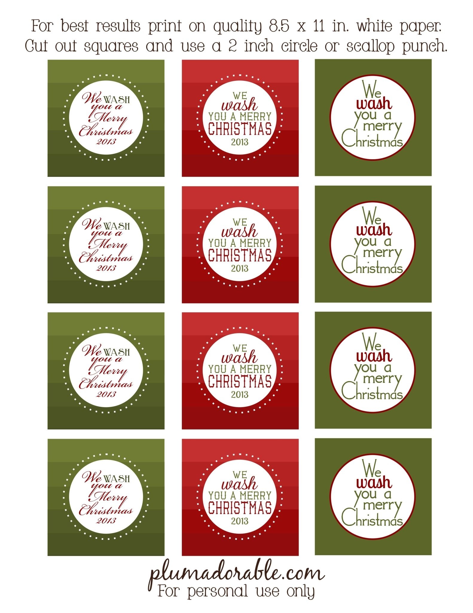 We Wash You A Merry Christmas - Free Printable Tags | Christmas - Free Printable Tags