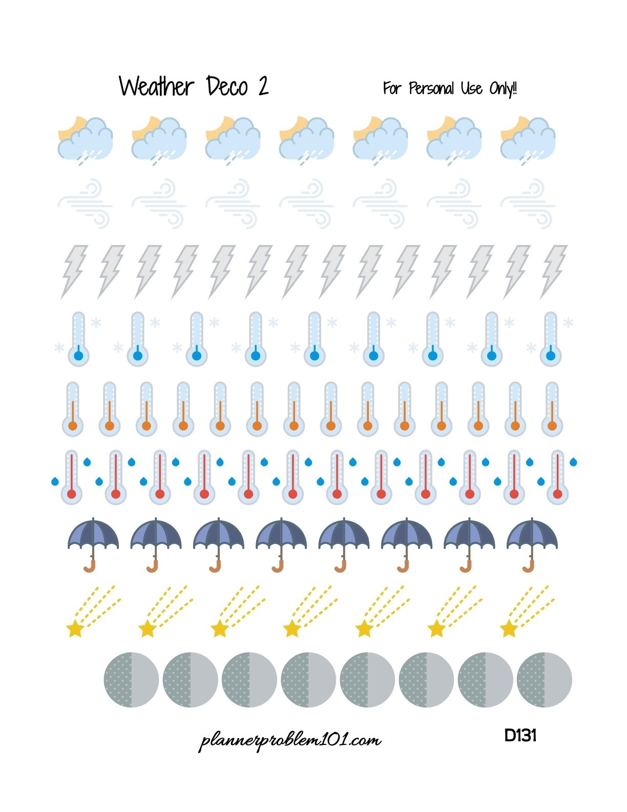 Weather Icons! | Free Printable Planner Stickers – Plannerproblem In - Free Printable Icons