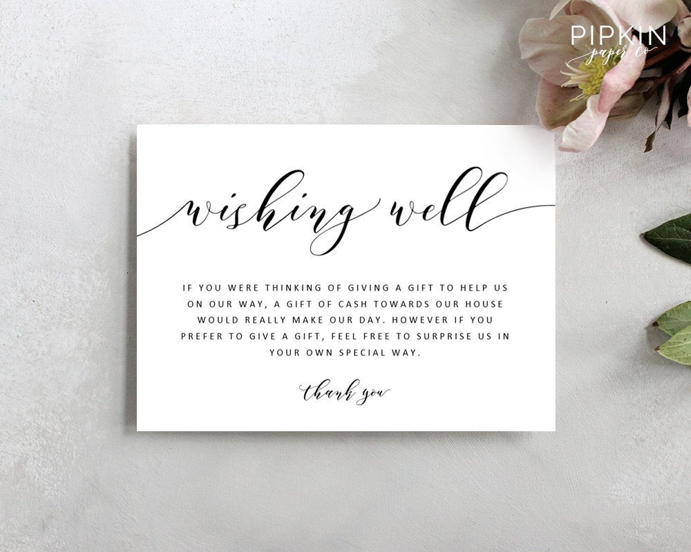 Wedding Wishing Well Template Printable Wishing Well Card | Etsy - Free Printable Enclosure Cards