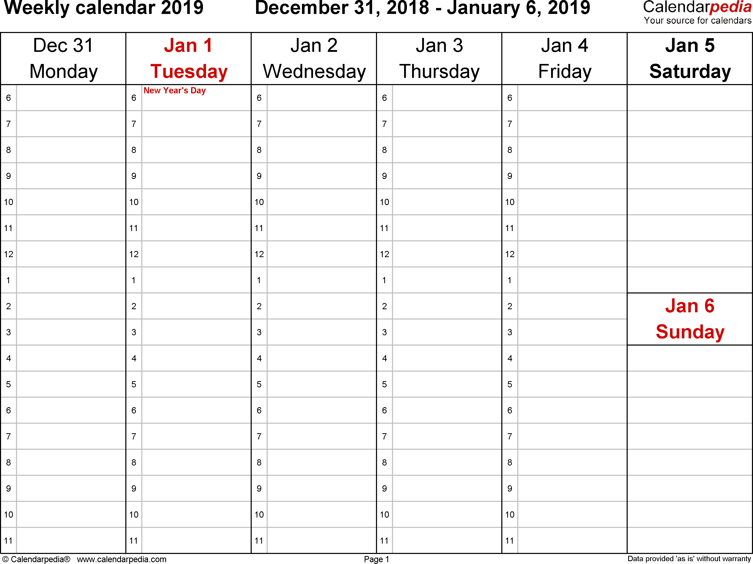 Weekly Calendar 2019 For Word - 12 Free Printable Templates - Free Printable Weekly Appointment Sheets