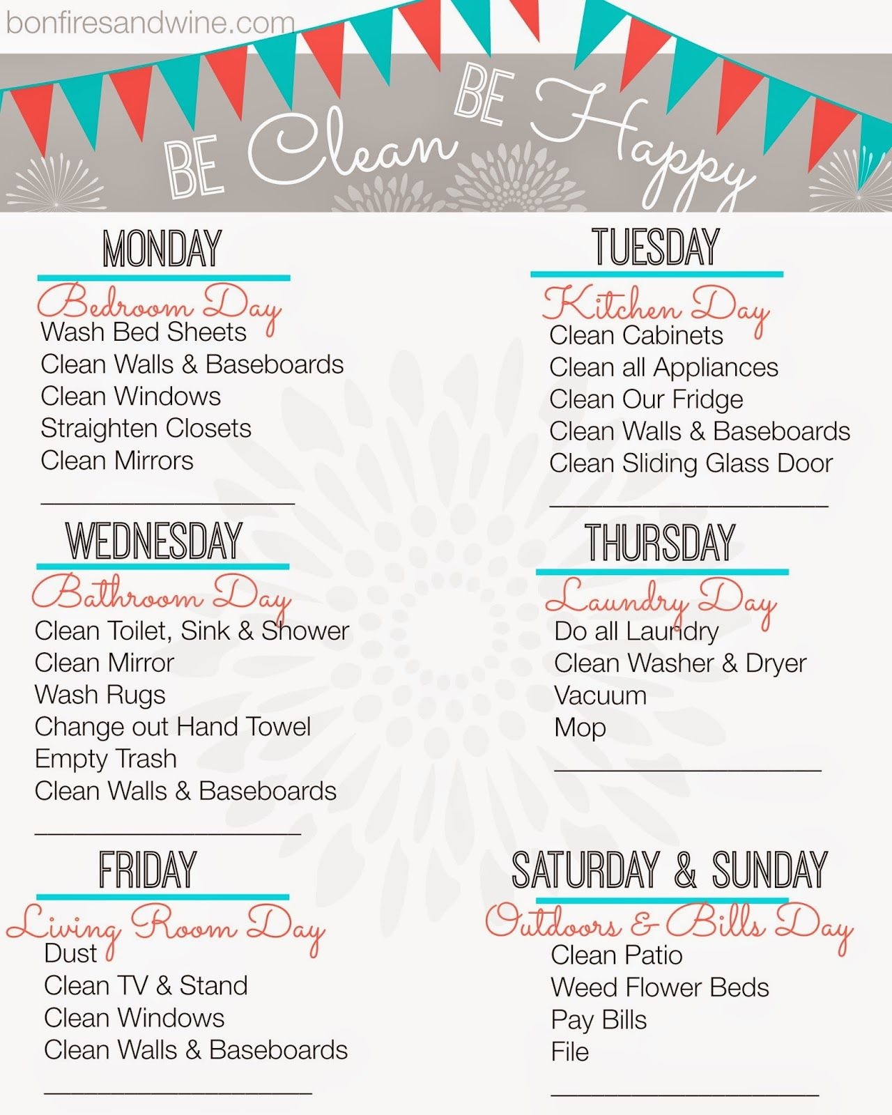 Free Printable Cleaning Schedule