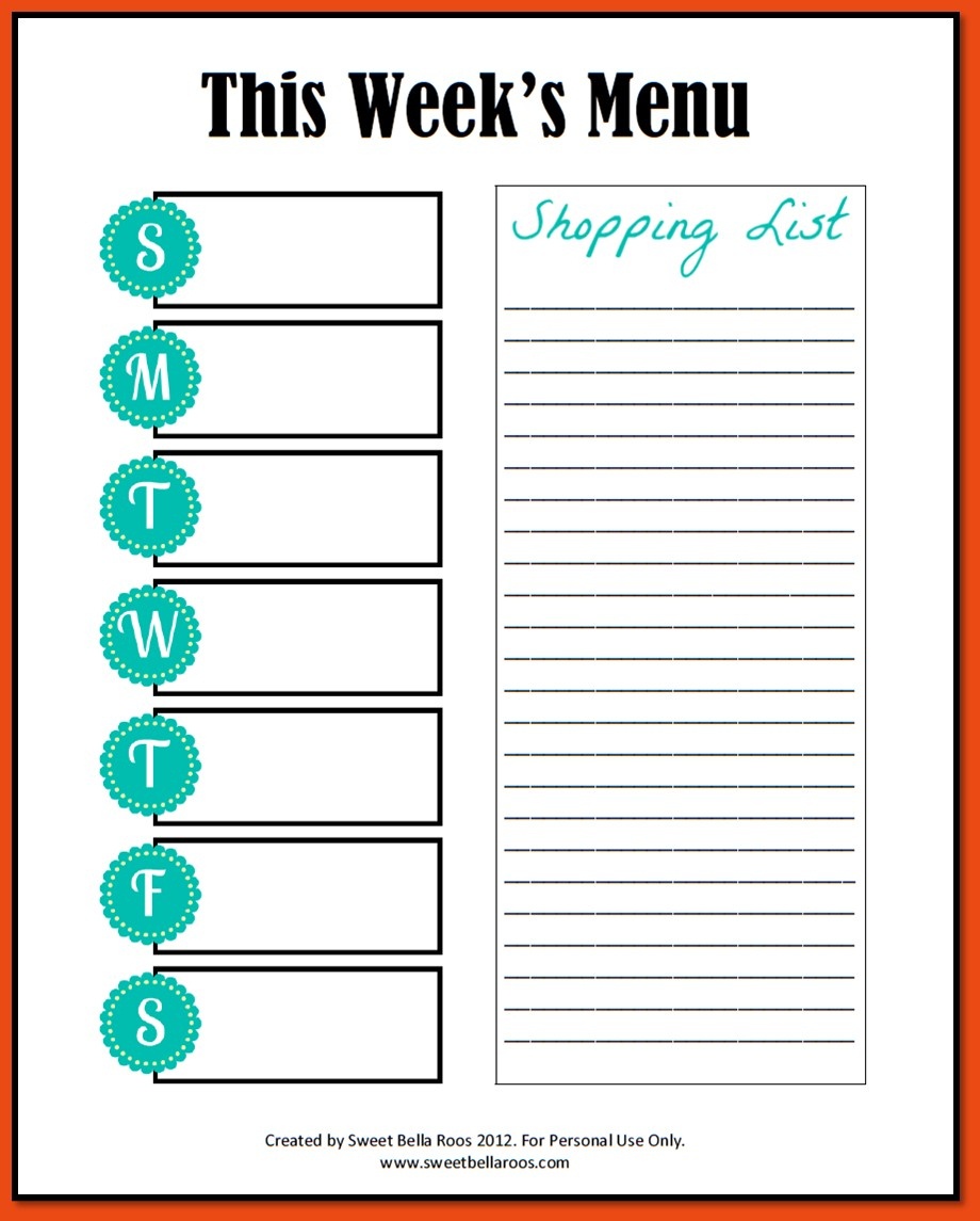 Weekly Menu Template Word - Tutlin.psstech.co - Free Printable Menu Templates Word