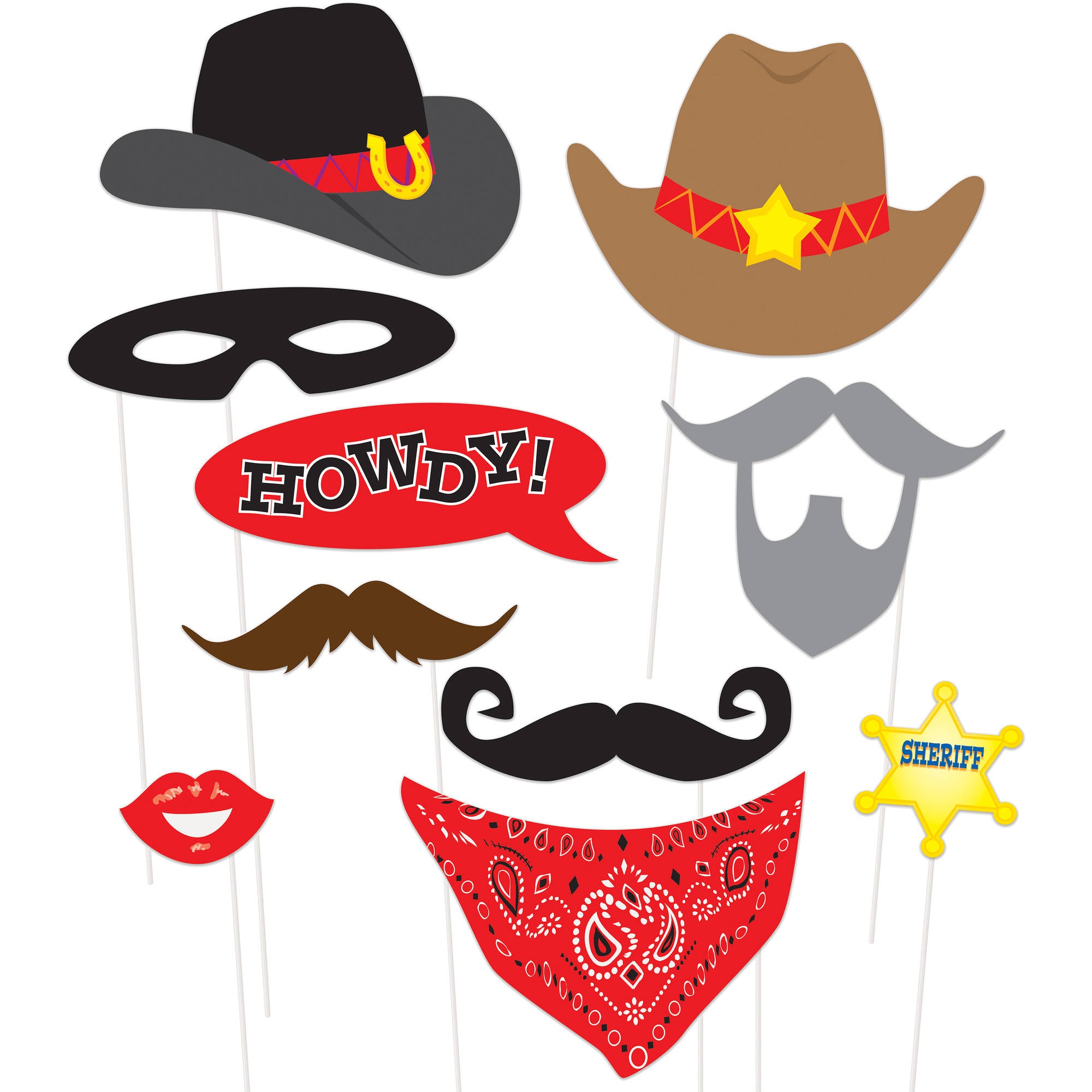 Western Photo Booth Props, 10Pc - Walmart - Free Printable Western Photo Props