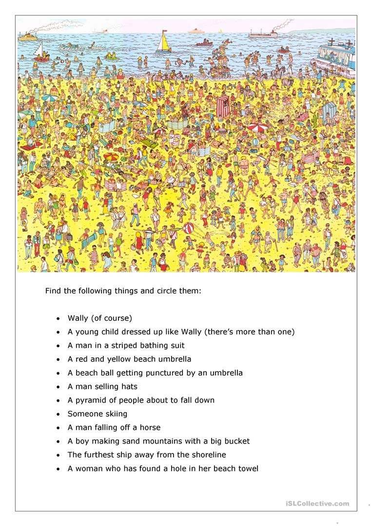 Where&amp;#039;s Wally / Focusing On A Task Worksheet - Free Esl Printable - Where Waldo Printable Free