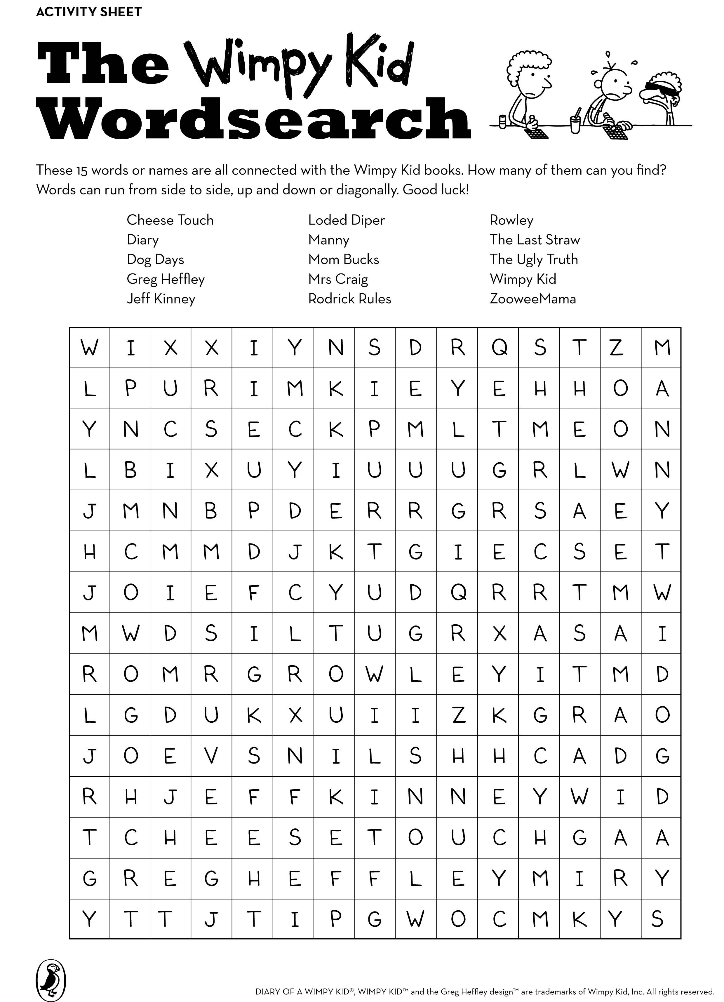 Wimpy Kid Wordsearch | Diary Of A Wimpy Kid | Kids Word Search - Free Printable Word Searches For Kids