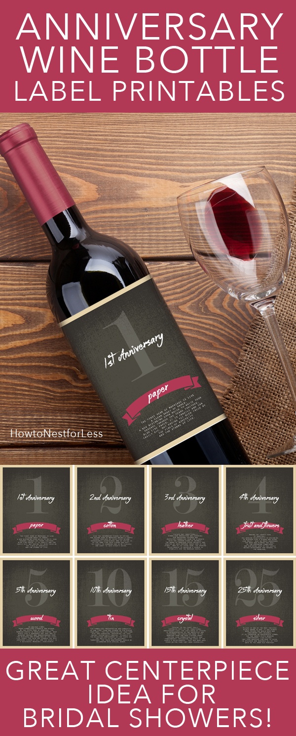 Wine Bottle Anniversary Labels Free Printable - How To Nest For Less™ - Free Printable Wine Labels With Photo