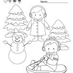 Winter Coloring Worksheet   Free Kindergarten Seasonal Worksheet For   Free Printable Winter Preschool Worksheets
