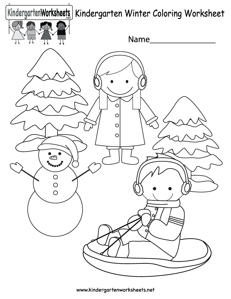 Winter Coloring Worksheet - Free Kindergarten Seasonal Worksheet For - Free Printable Winter Preschool Worksheets