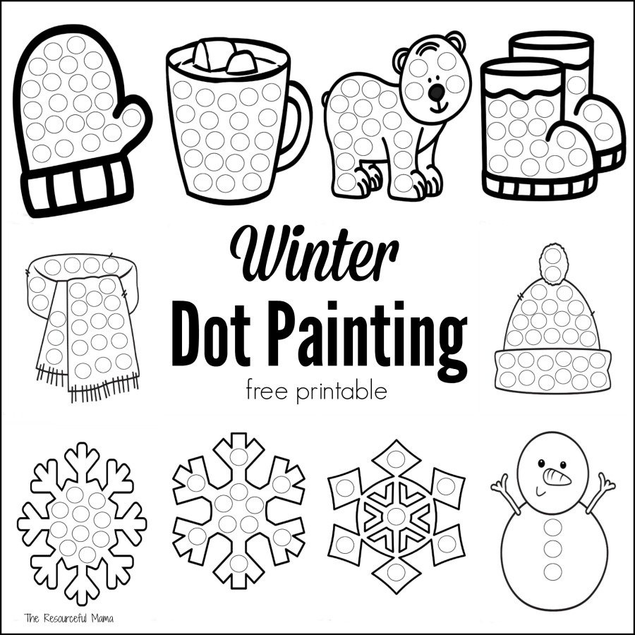 Winter Dot Painting {Free Printable} - The Resourceful Mama - Free Printable Winter Preschool Worksheets