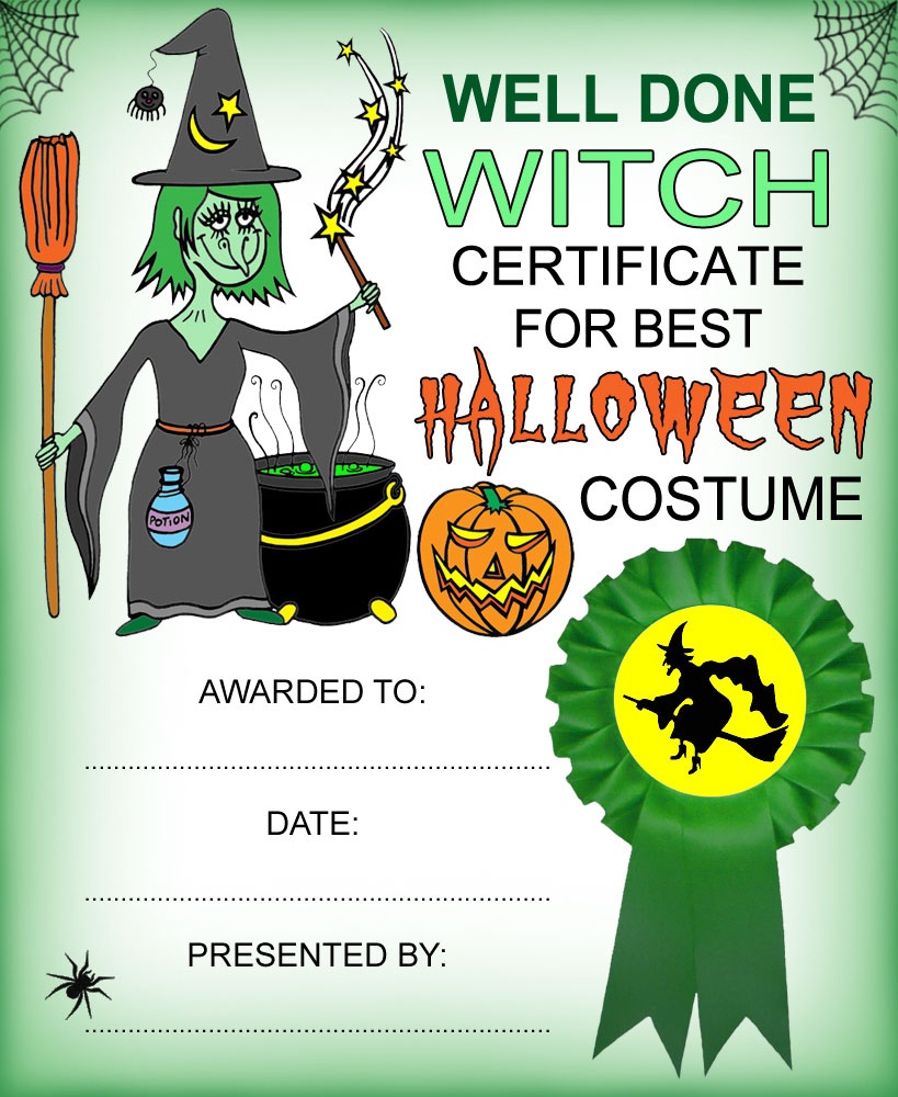 Witch Certificate: Best Halloween Costume | Rooftop Post Printables - Best Costume Certificate Printable Free