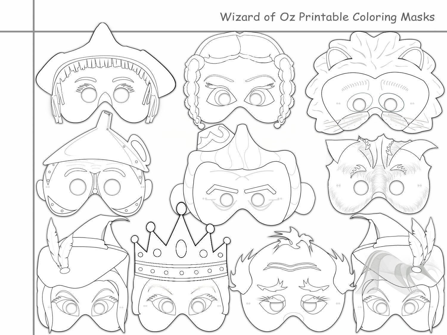 Wizard Of Oz Printable Coloring Masks,holidaypartystar On Zibbet - Free Printable Wizard Of Oz Masks